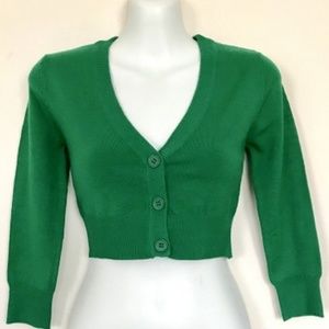 Mak Cropped Cardigan Kelly Green 1XL NWT